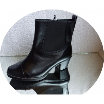 Skórzane szerokie botki  tęgość H obcas 5.5 cm